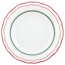 Карельская брусника Тарелка глубокая фарфоровая д180мм, h35мм, 400мл, с деколью, отводка, волнистый край, белый (Китай)