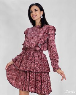Платье Дэсти (бордовый) Турция - Nadi bordo фото 2