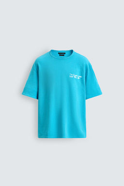 CAMISETA PUNTO LAVADO ESTAMPADOS / Azul agua