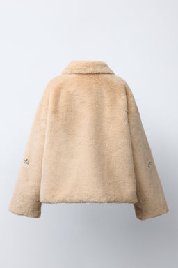 SHORT FAUX FUR COAT WITH JEWEL DETAILS - Zara фото 4
