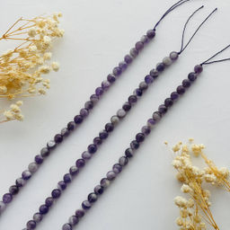 Бусины для украшений из кварцевого Аметиста (45 бусин) 37 см