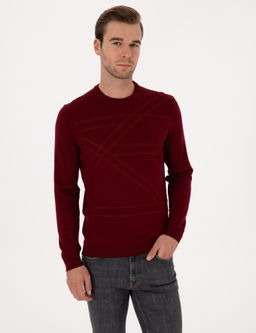 Koyu Bordo Slim Fit Kazak