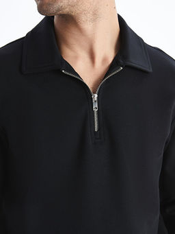 Polo Yaka Uzun Kollu Erkek Sweatshirt