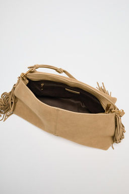 SPLIT SUEDE CROSSBODY BAG WITH FRINGING - Zara фото 6