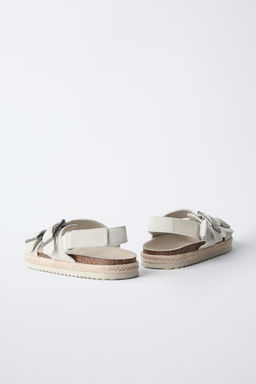 SANDALIA HEBILLAS PIEL / Blanco Crudo - Zara фото 5
