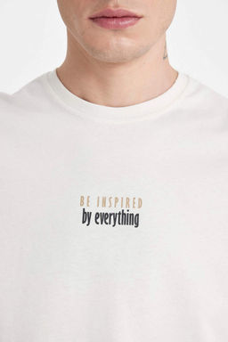 Облегающая футболка с коротким рукавом и круглым вырезом с принтом - Defacto фото 6