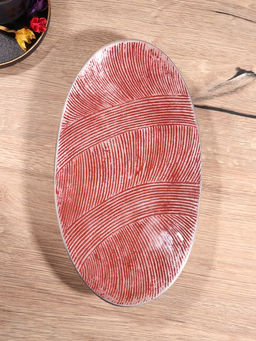 Блюдо, 33×8×4.2 см, алюминий, бордовое