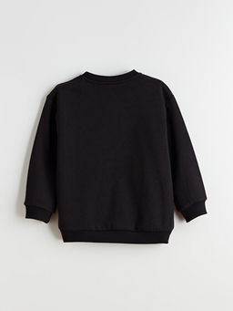 Regular Fit Bask?l? Erkek ?ocuk Sweatshirt