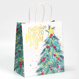 Пакет подарочный крафтовый Звезда, 22 х 25 х 12 см