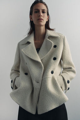 ZW COLLECTION BOUCLE WOOL COAT - Zara фото 2