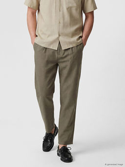 Regular Fit Keten Kar???ml? Erkek Pantolon