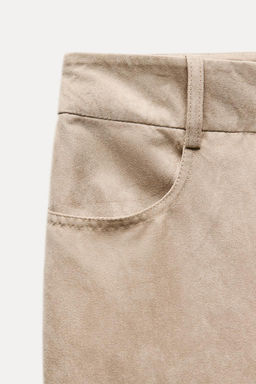 FAUX SUEDE STRAIGHT-LEG TROUSERS - Zara фото 5