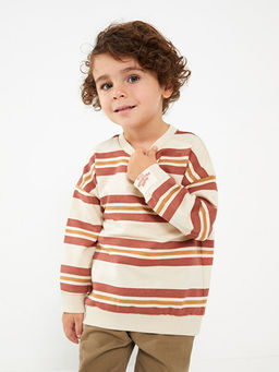 Bisiklet Yaka Uzun Kollu ?izgili Erkek Bebek Sweatshirt