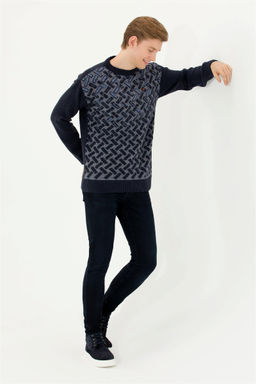 U. S. Polo Assn Мужской темно-синий трикотажный свитер с круглым вырезом - U.s. polo assn фото 10