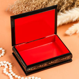 Шкатулка для украшений «Рябина на окне», 10×14 см, лаковая миниатюра