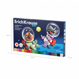 АКЦИЯ Цена за 1 шт. Пластилин классический ErichKrause Kids Space Animals 18 цветов со стеком, 324 г (в коробке 18 шт)  фото 6