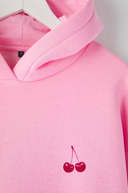 Ac?k Pembe S?rt ve On Bask?l? Kapusonlu Oversize/Genis Kal?p Orme Sweatshirt TWOAW26SW00042 - Trendyolmilla фото 7