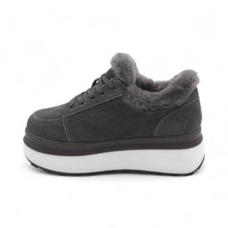 Ботинки из натуральной кожи на меху MD0123-2 серые