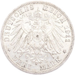 Монета 3 марки 1911 года А Германия (Пруссия)