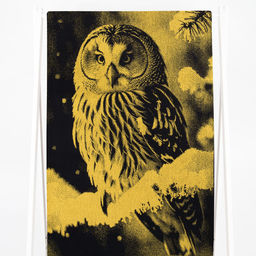 Полотенце махровое 6с102.413ж1 Фото-сова(т.желтый) 81х160см