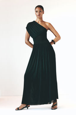 Vestido drapeado de un hombro - H&m фото 3