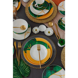 Тарелка обеденная Доляна «Малахитовая шкатулка», d=25 см, фарфор, зелёная