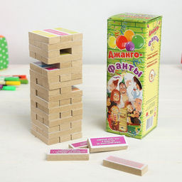 Падающая башня дженга, настольная игра «Фанты», с заданиями, 54 бруска, 18.5×6.5 см