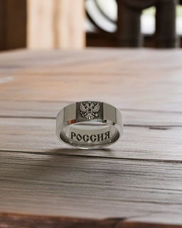 Кольцо из нержавеющей стали с гравировкой герба России