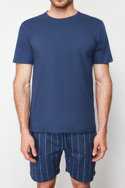 TRENDYOL MAN Lacivert Bask?l? Regular Fit Orme Sortlu Pijama Tak?m? TMNSS24PT00025 - Trendyolmilla фото 3
