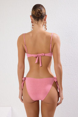 TRENDYOLMILLA Pembe Balkonet Baglamal? Simli Regular Core Bikini Tak?m? TBESS25BT00116  фото 12