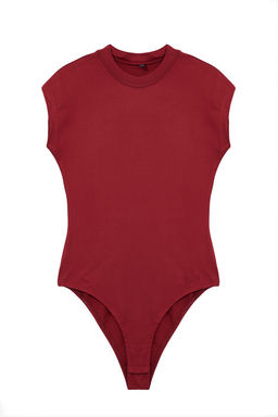 Bordo Fitted/Vucuda Oturan Uzun Kollu Dik Yaka Esnek C?tc?tl? Orme Body TWOAW25BD00003 - Trendyolmilla фото 6
