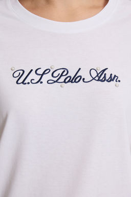 Kad_n Beyaz Bisiklet Yaka Ti__rt - U.s. polo assn фото 6