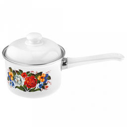 "Татьяна" Ковш эмалированная 1,5л, форма цилиндрическая, металлическая крышка (Россия)