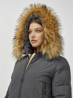 Куртка ПРЕМИУМ КЛАССА зимняя с мехом ЕНОТА, темно-серого цвета - Mtforce фото 8