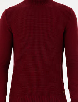 Erkek Slim Fit Yar_m Bal_k__ Yaka Bordo Kazak - U.s. polo assn фото 6