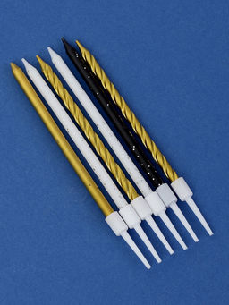 Цена за 2 шт. Свечи в торт Праздничное волшебство, 6 шт, белый, черный, золотой - Страна карнавалия фото 4