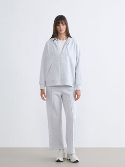 Oversize Kad?n Kal?n Fermuarl? Sweatshirt