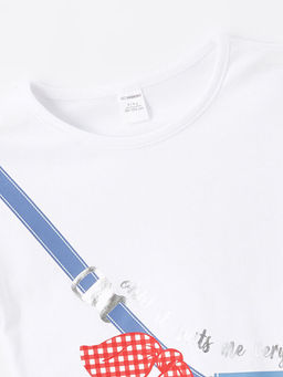 Bisiklet Yaka Bask?l? F?rf?rl? K?z ?ocuk Ti??rt