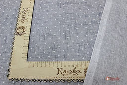 Рогожка Белый горох на сером меланже №5, ш.1.5м, хлопок-100%, 165гр/м.кв - Купава фото 2