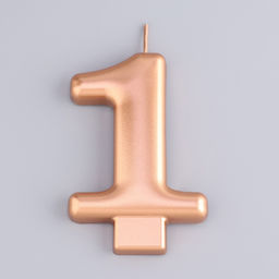 Цена за 3 шт. Свеча для торта «Европейская ГИГАНТ», цифра 1, 7 см, розовое золото