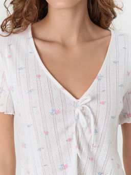 Комплект домашний женский белый с цветочным принтом - Mark formelle фото 4