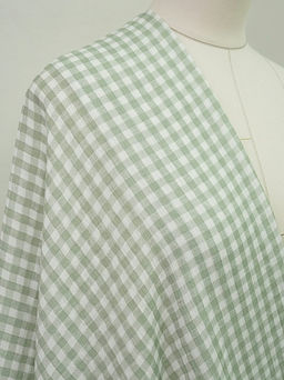 Муслин двухслойный с эф.жатости Клетка (0.7*0.7см) цв.морозная мята, ш.1.4м, хлопок-100% - Купава фото 2