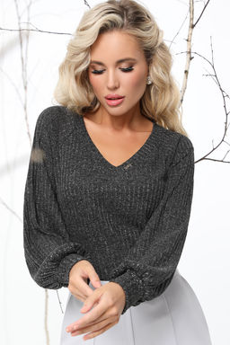 Джемпер черный с пышными рукавами - Dstrend фото 6