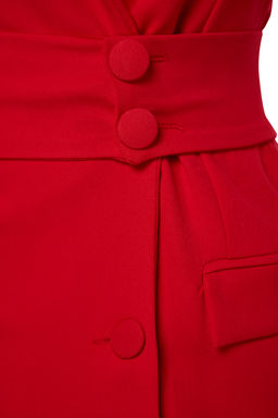 Trendyolmilla K?rm?z? Kemerli Dugme Detayl? Mini Ceket Dokuma Elbise TWOAW24EL00497 фото 7