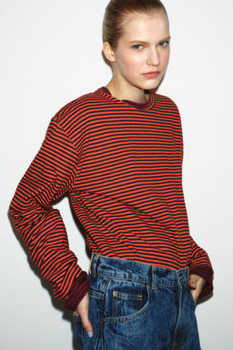 CAMISETA RAYAS ALGOD?N Y LINO / Rojos