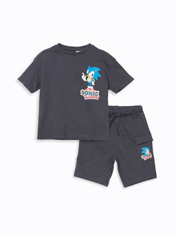 Sonic Bask?l? Erkek ?ocuk Ti??rt ve ?ort 2li