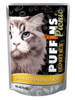 Puffins Picnic пауч д\кошек 85 г. Курица в желе 1/26 4610003549497
