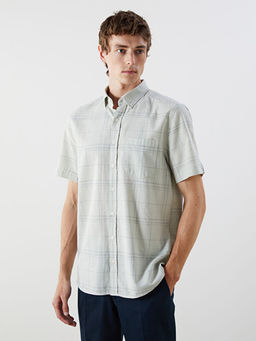 Regular Fit K?sa Kollu Ekose Poplin Erkek G?mlek