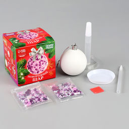 Ёлочный шар своими руками на новый год. Декор полубусинами и блестками «Фиолетовый», набор для творчества