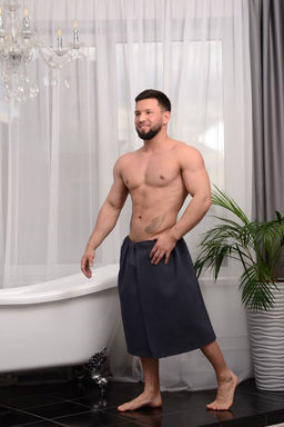 Полотенце для бани и сауны вафельное мужское  на липучке